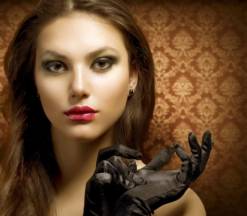 Woman with Green Eyeshadow — Brown, Dramatic