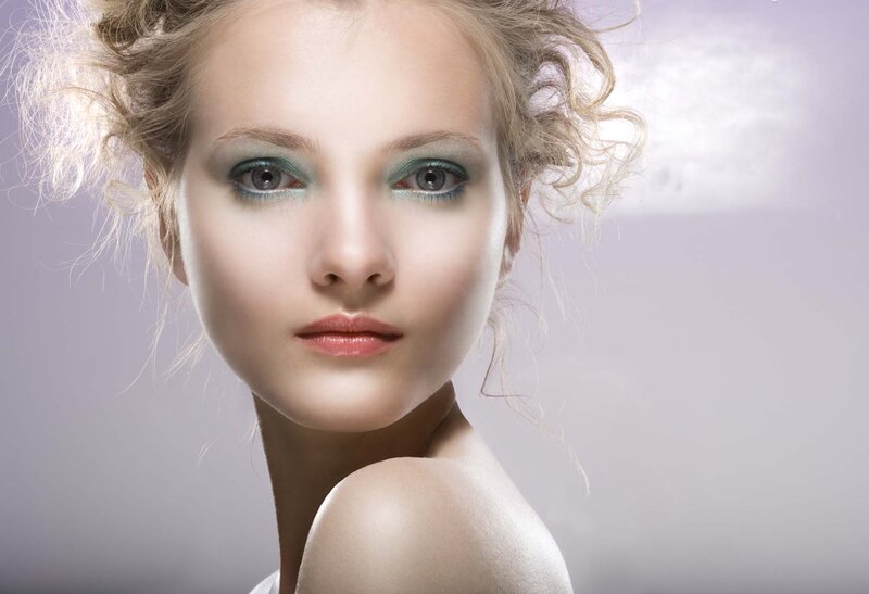 Woman with Green Eyeshadow — White