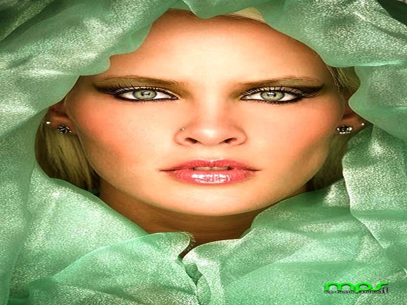 Woman with Green Fabric