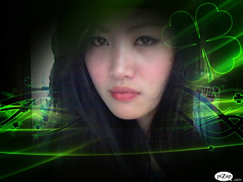 Woman with Green Graphics