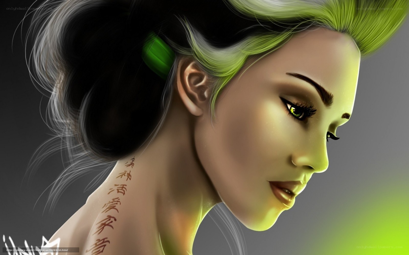 woman with green hair