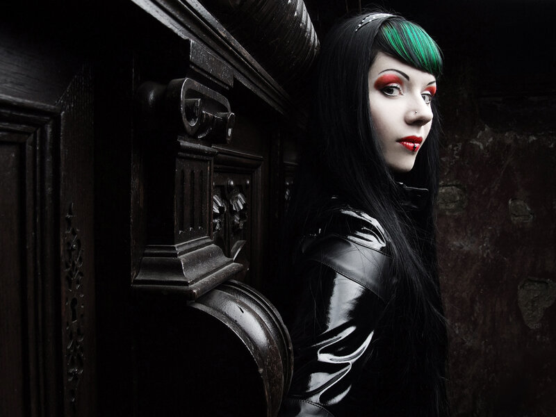 Woman with Green Hair — Black, Dramatic