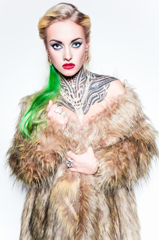 Woman with Green Hair — Brown, Dramatic, Photograph