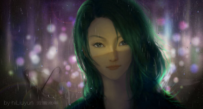 Woman with Green Hair — Melancholic, Night