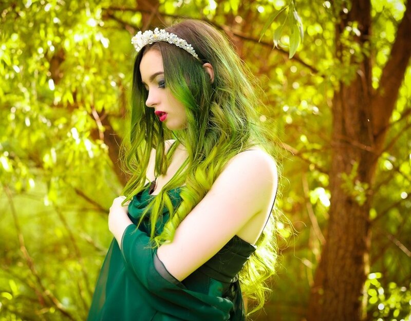 Woman with Green Hair — Serene, Afternoon