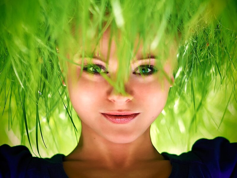 Woman with Green Hair — Serene, Photograph