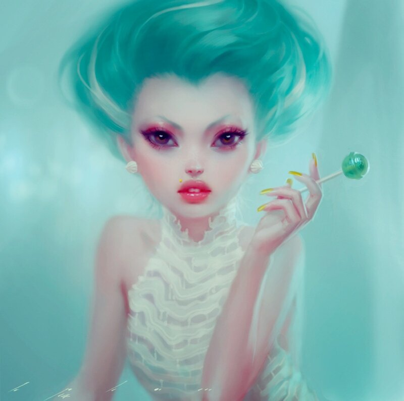 Woman with Green Hair — Teal, Dreamy