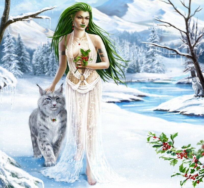 Woman with Green Hair — White