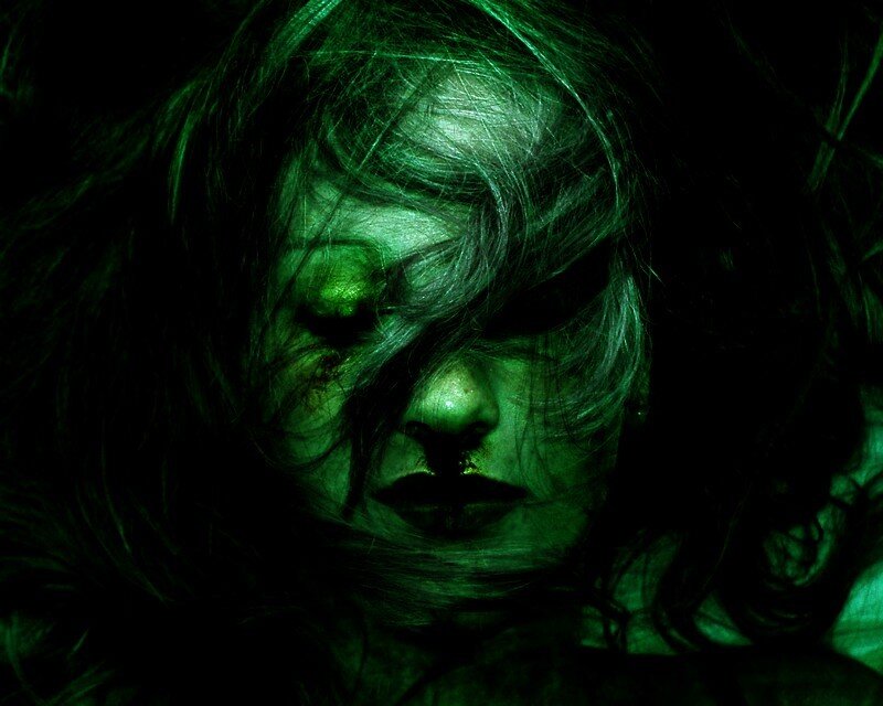 Woman with Green Lighting — Dramatic