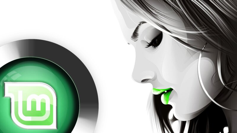 woman with green lipstick and logo