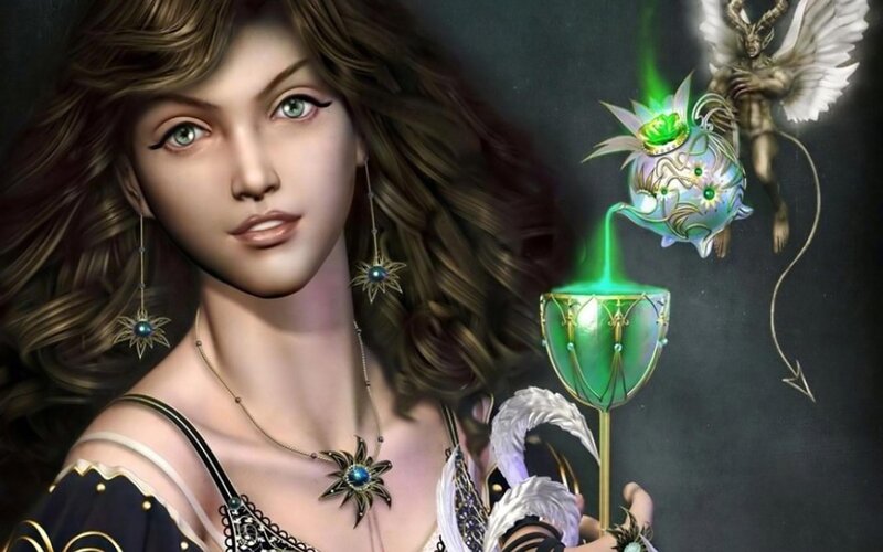 Woman with Green Liquid