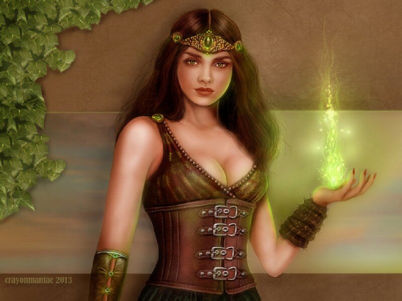 Woman with Green Magic — Brown