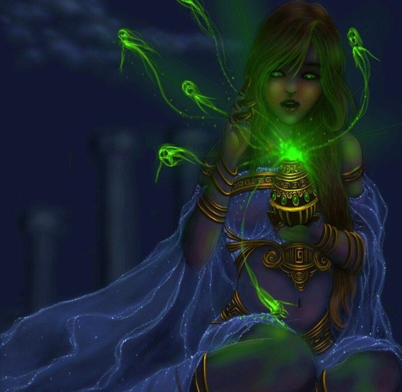 Woman with Green Magic — Dramatic