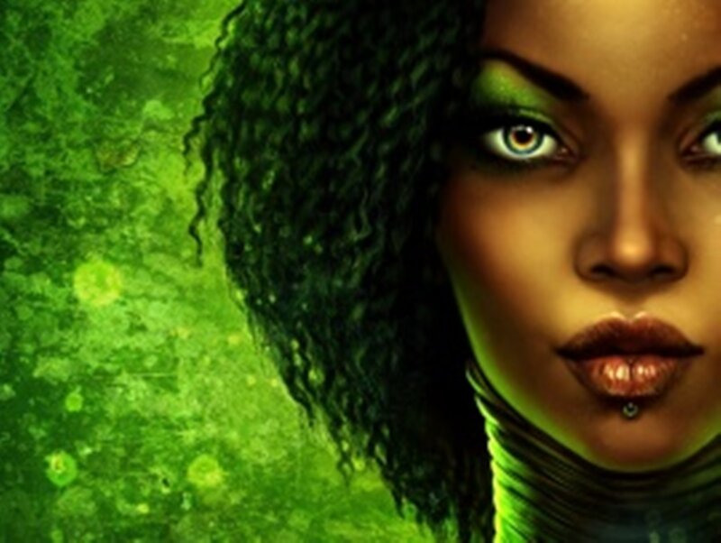 Woman with Green Makeup — Dramatic, Digital Art