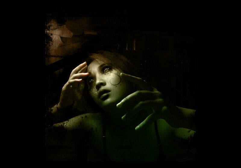 Woman with Green Makeup — Dramatic, Night