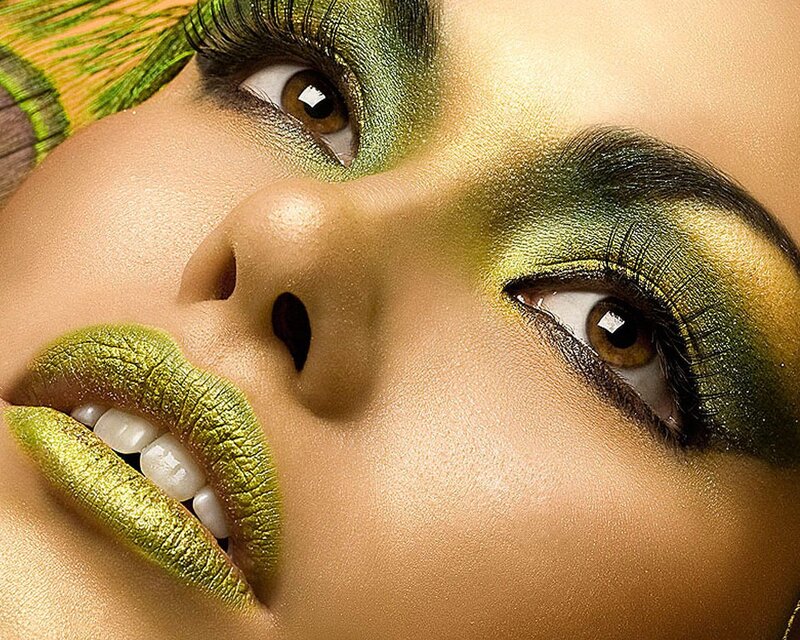 Woman with Green Makeup — Dramatic, Photograph, Eyes