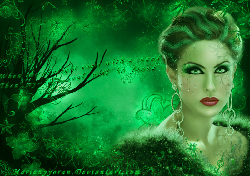 Woman with Green Makeup — Mystical