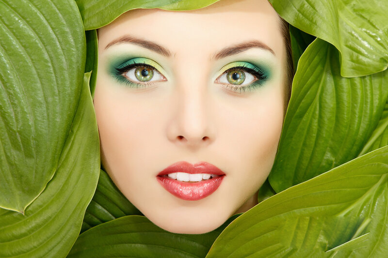 Woman with Green Makeup — Natural