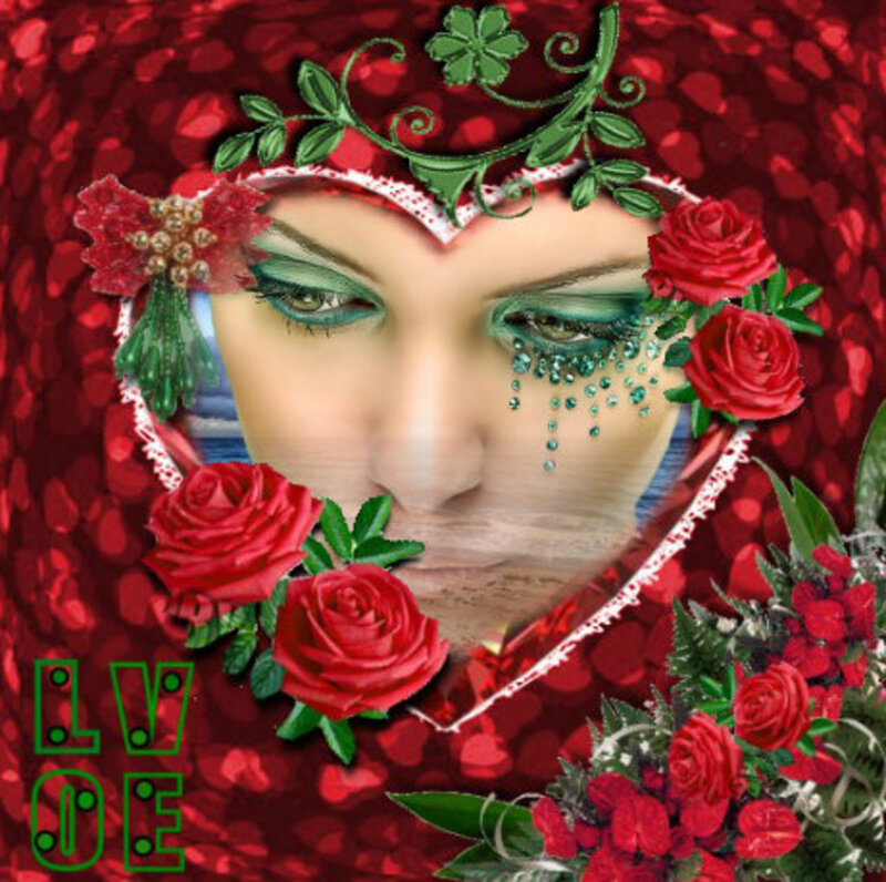 Woman with Green Makeup — Red