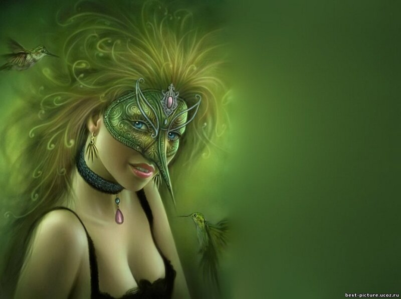 Woman with Green Mask