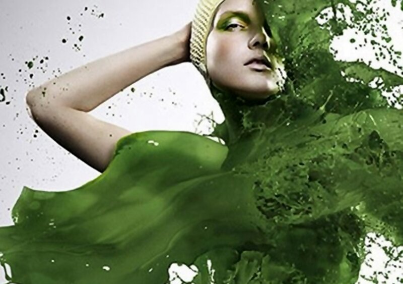 Woman with Green Paint