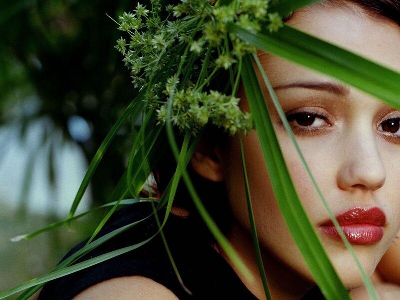 woman with green plants