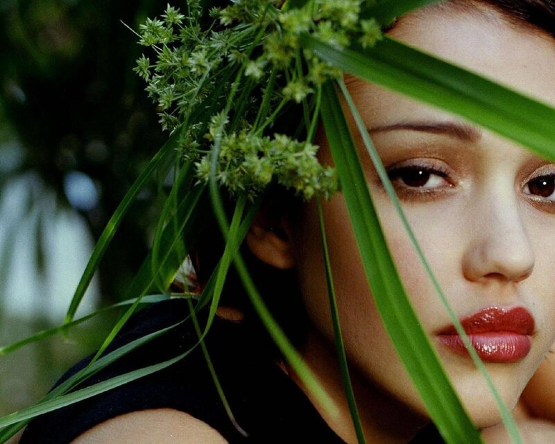 woman with green plants