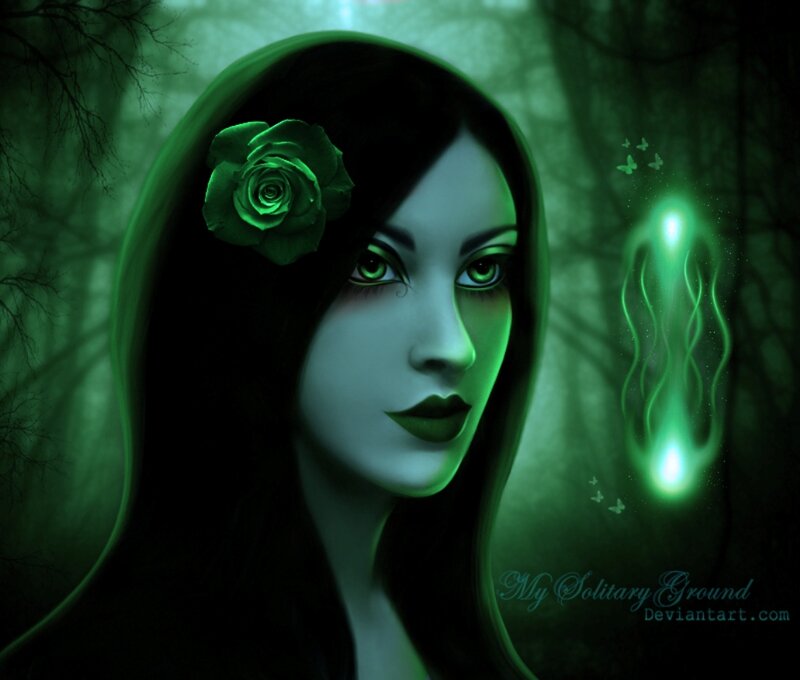 Woman with Green Rose