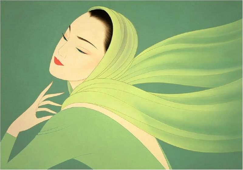 Woman with Green Scarf — Serene