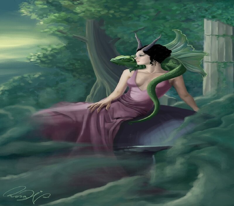 Woman with Green Serpent