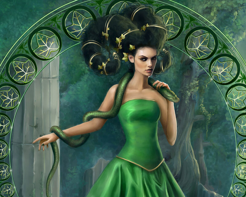 Woman with Green Snake