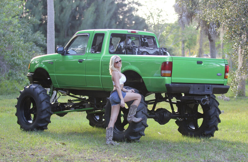 Woman with Green Truck
