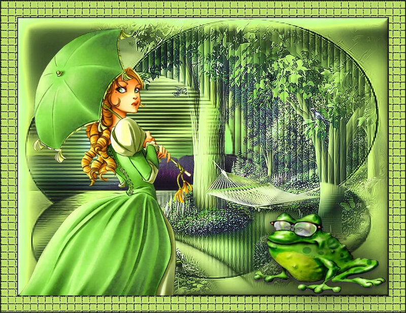 Woman with Green Umbrella — Serene