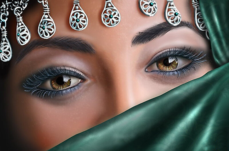 woman with green veil