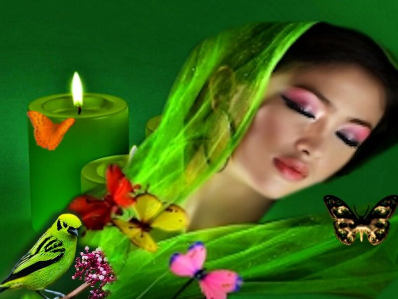 Woman with Green Veil — Serene