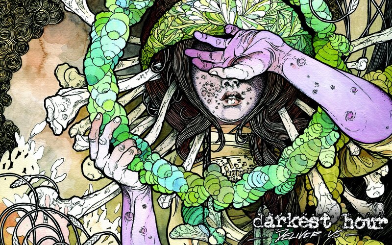 woman with green vines and bones