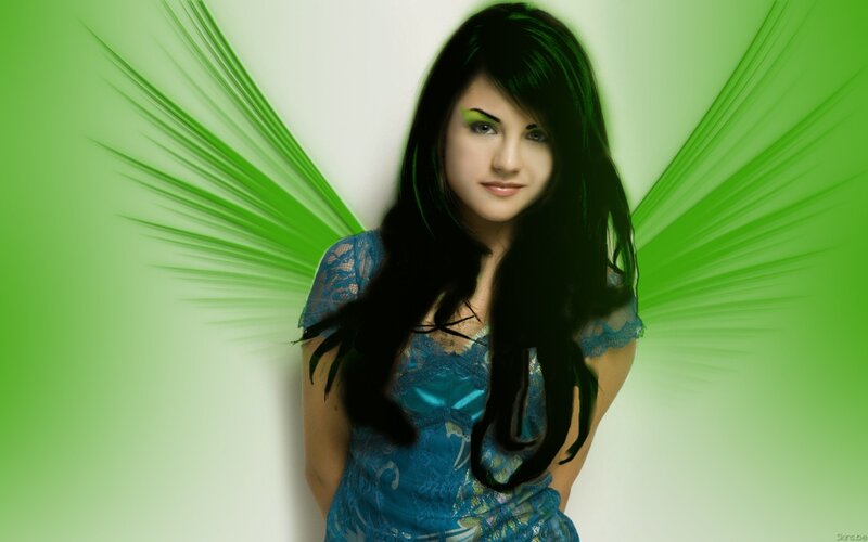 woman with green wings