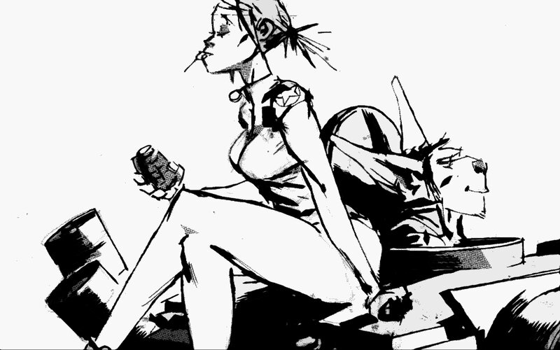 woman with grenade in manga style