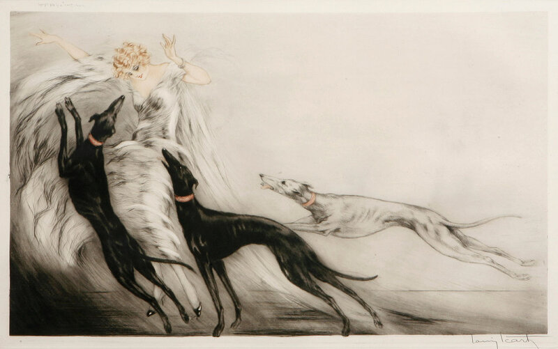 Woman with Greyhounds — Black
