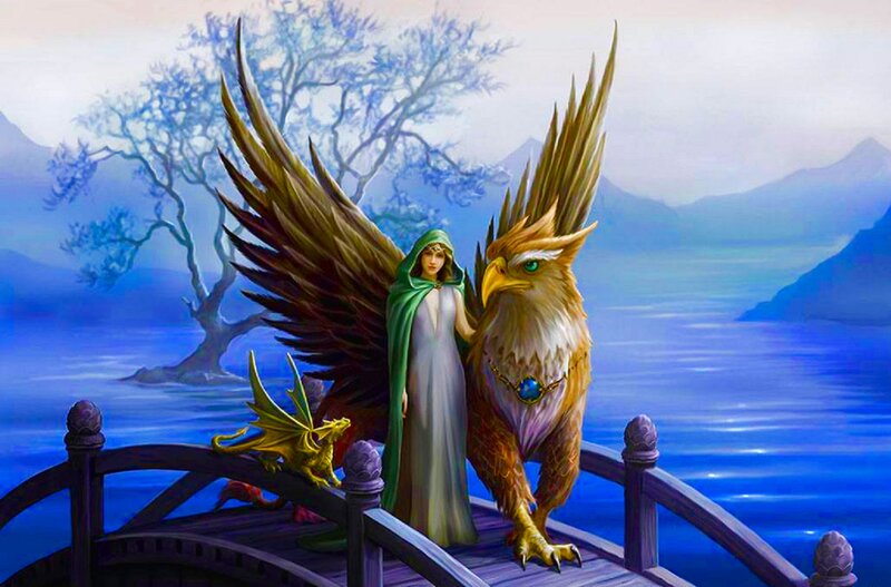 Woman with Griffin — Blue