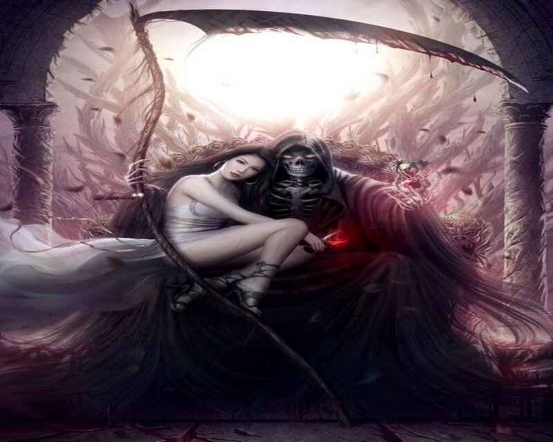 Woman with Grim Reaper — Black