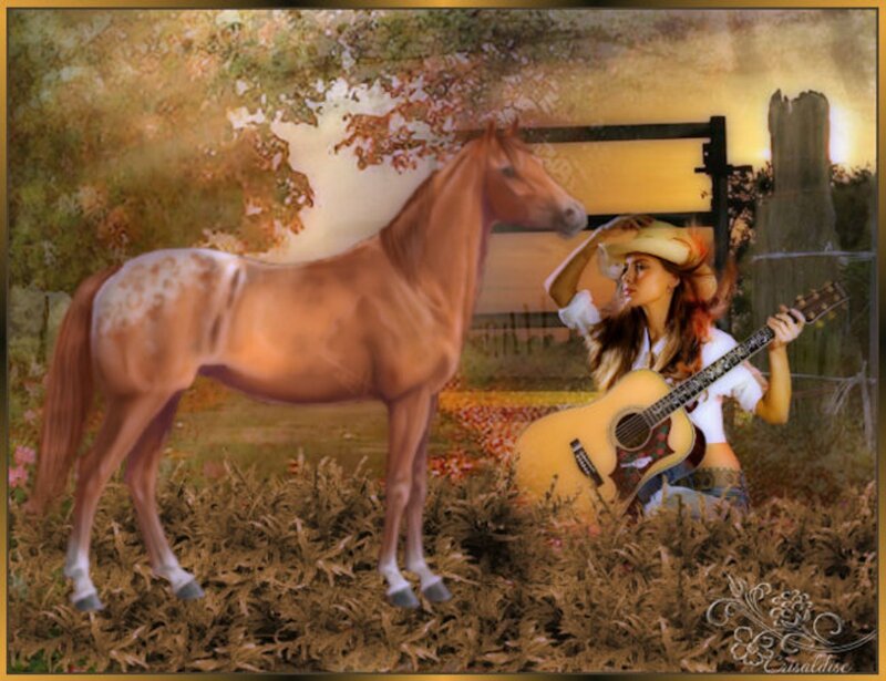Woman with Guitar and Horse