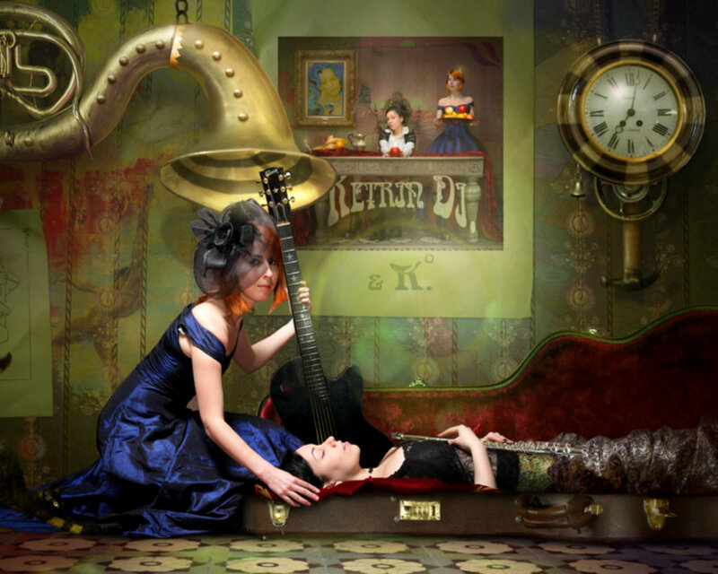 Woman with Guitar — Blue, Dramatic