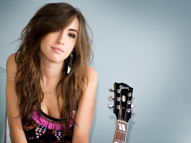 Woman with Guitar — Brown, Calm, Photograph, Earrings