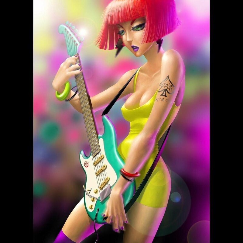 Woman with Guitar — Pink