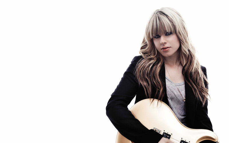 woman with guitar portrait