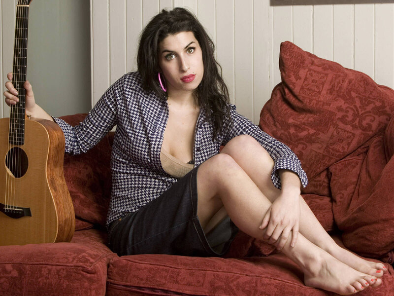 Woman with Guitar — Red, Relaxed