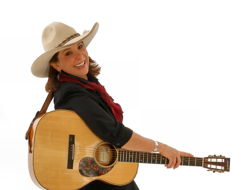 Woman with Guitar — White, Happy