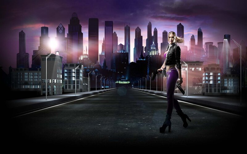 woman with guns in city