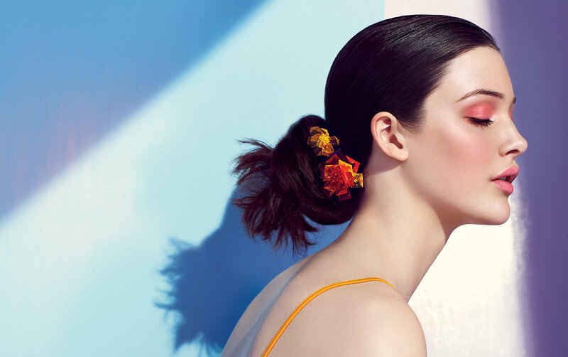 Woman with Hair Accessory — Blue
